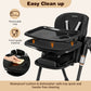 Babyeap Baby High Chair, Convertible Adjustable Feeding Chair with Removable Double Tray, Adjustable & Foldable Design Converts to Toddler Chair, for Babies & Toddlers,Gray