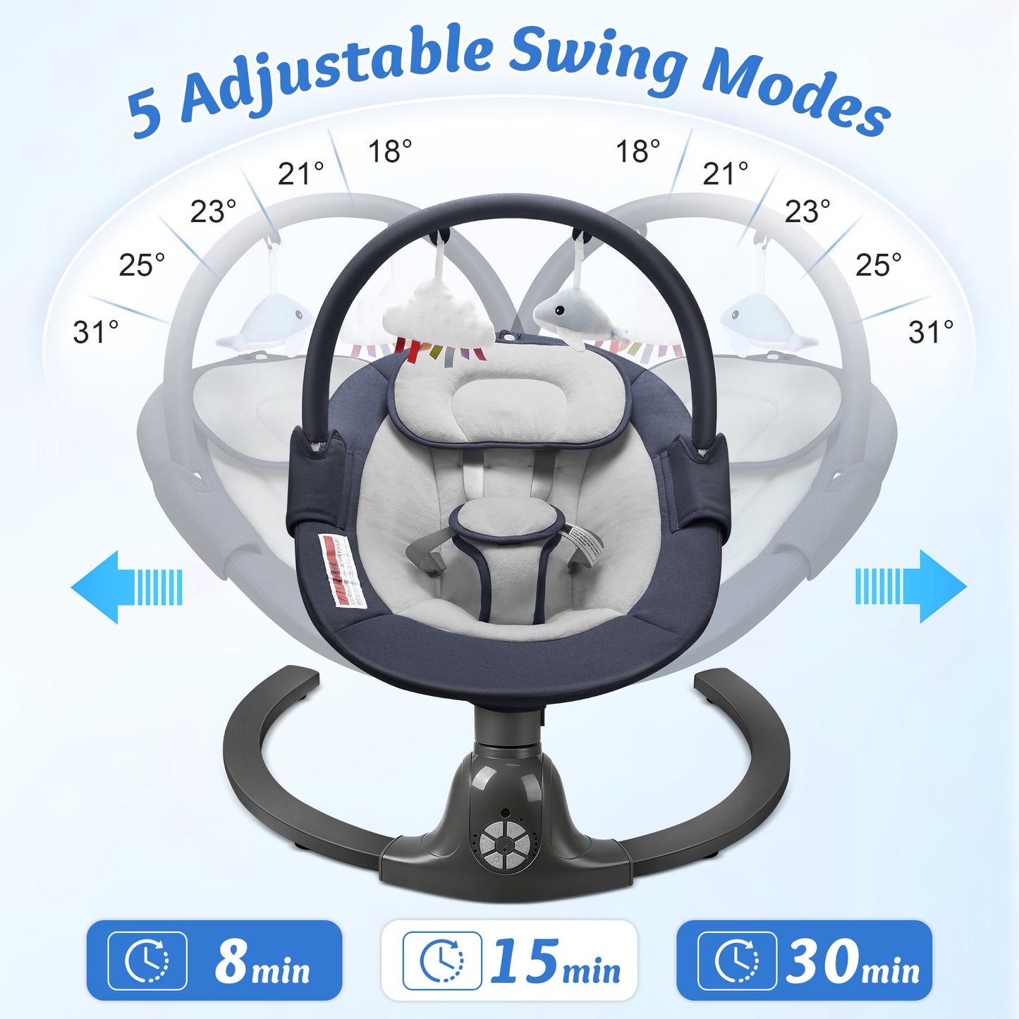 Babyeap Baby Swing for Infants,Electric Swing for Baby with Remote Control, 5 Speeds,Built-In Sounds,Pink
