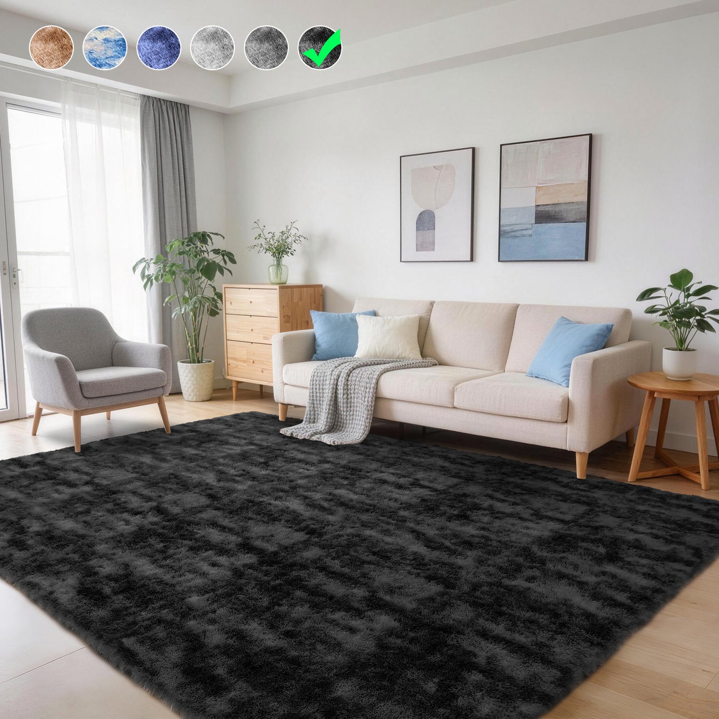 Cozydesg 4ftx6ft Large Area Rugs,Shag Fluffy Rugs for Living Room Bedroom, Modern Indoor Floor Rugs Soft Carpet Home Decro,Light Blue