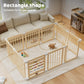 Babyeap Wooden Baby Playpen,Foldable Play Yards for Babies and Toddlers,Large Wood Play Gate with Built-in Toys,Baby Fence Activity Center 71x47x23.6 Inch