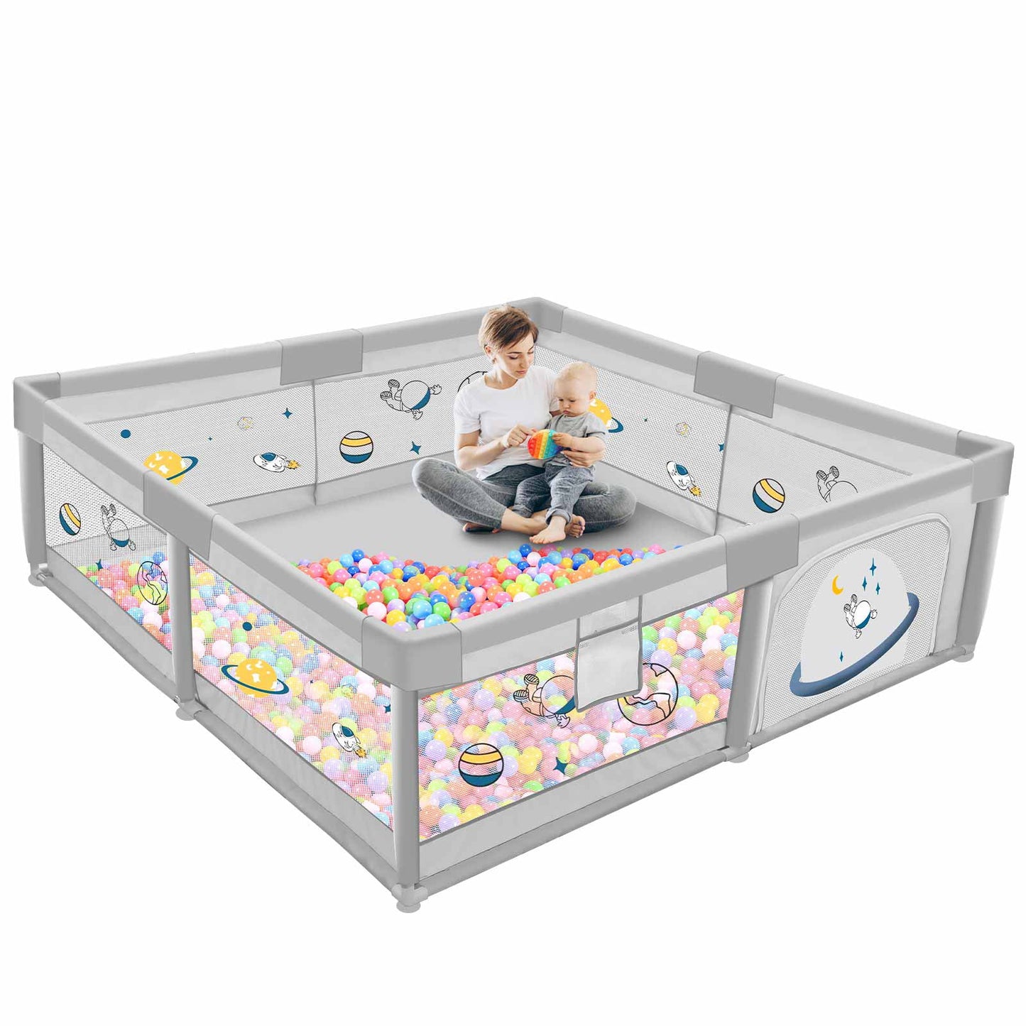 Baby Playpen,Extra Large Playard with Carrying Bag,Large Safety Play Center Yards,Kids Play Pen Activity with Super Soft Mesh, Sturdy Fence Play Area for Toddlers