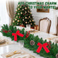 Yexmas 9FT Pre-Lit Christmas Garland with LED Lights, Decorated with Bows, Pinecones and Berry Clusters, Battery Operated Xmas Garland for Mantel, Stair, Door