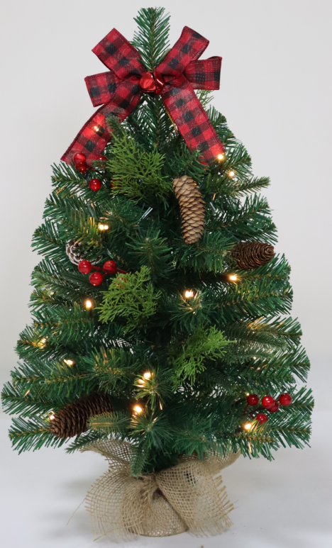 Yexmas Mini Christmas Tree,Artificial Christmas Tree Tabletop Christmas Tree with Linen Base for Indoor Home Party