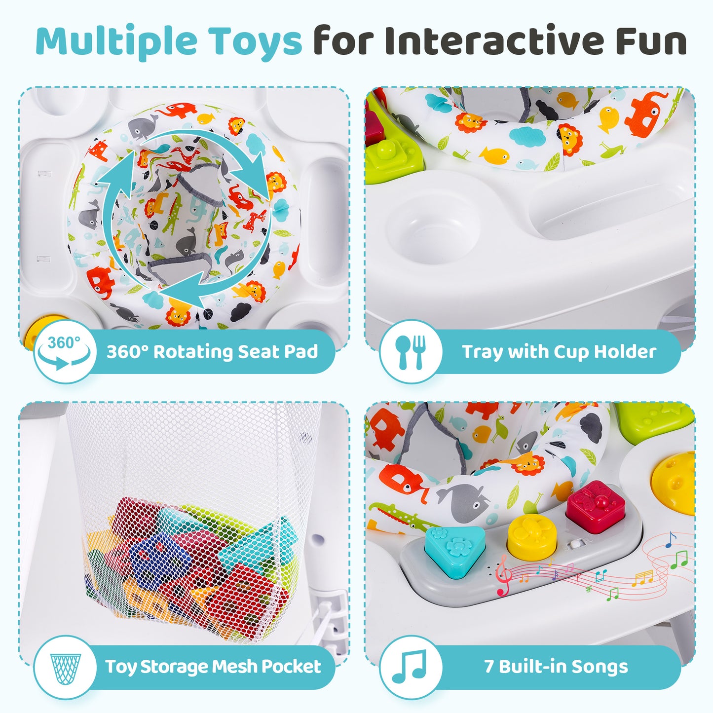 Babyeap 6-in-1 Baby Activity Center,Infant Activity Center Jumper with Detachable Toys and Music,6-36 Months