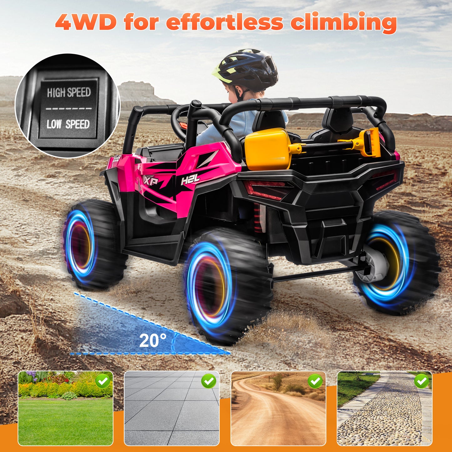 Yexmas 24V Kids Ride on Car Truck,2 Seater Kids Electric Car with Remote Control,Toddler Ride on Car with 110lb Weight Capacity,Pink