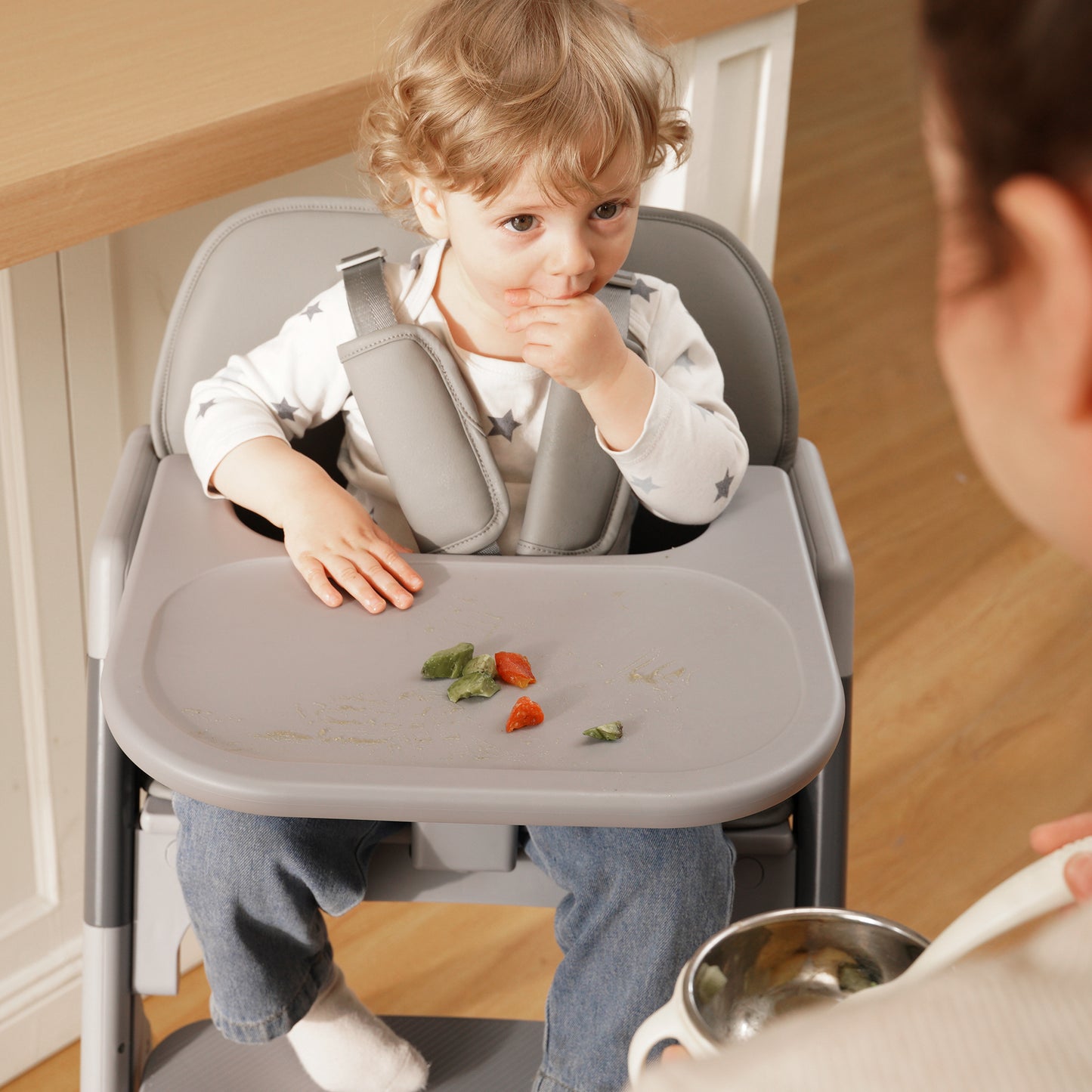Babyeap Baby High Chair, Adjustable and Convertible Highchair for Babies and Toddlers, Foldable Design, Gray
