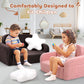 Babyeap Extra Wide Kids Chair,2-in-1 Convertible Toddler Chairs,Soft Comfy Kids Couch, Kids Sofa for Boys & Girls 3+,Brown