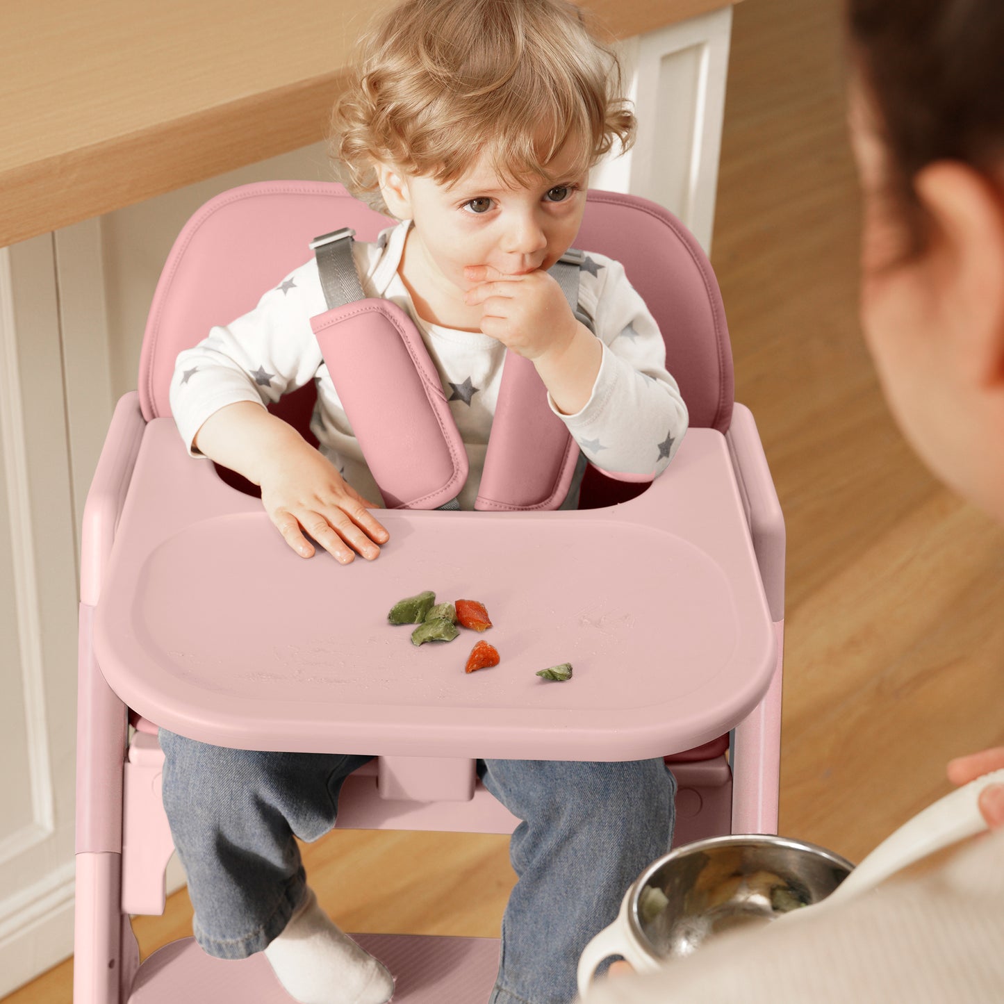 Babyeap Baby High Chair, Adjustable and Convertible Highchair for Babies and Toddlers, Foldable Design, Gray