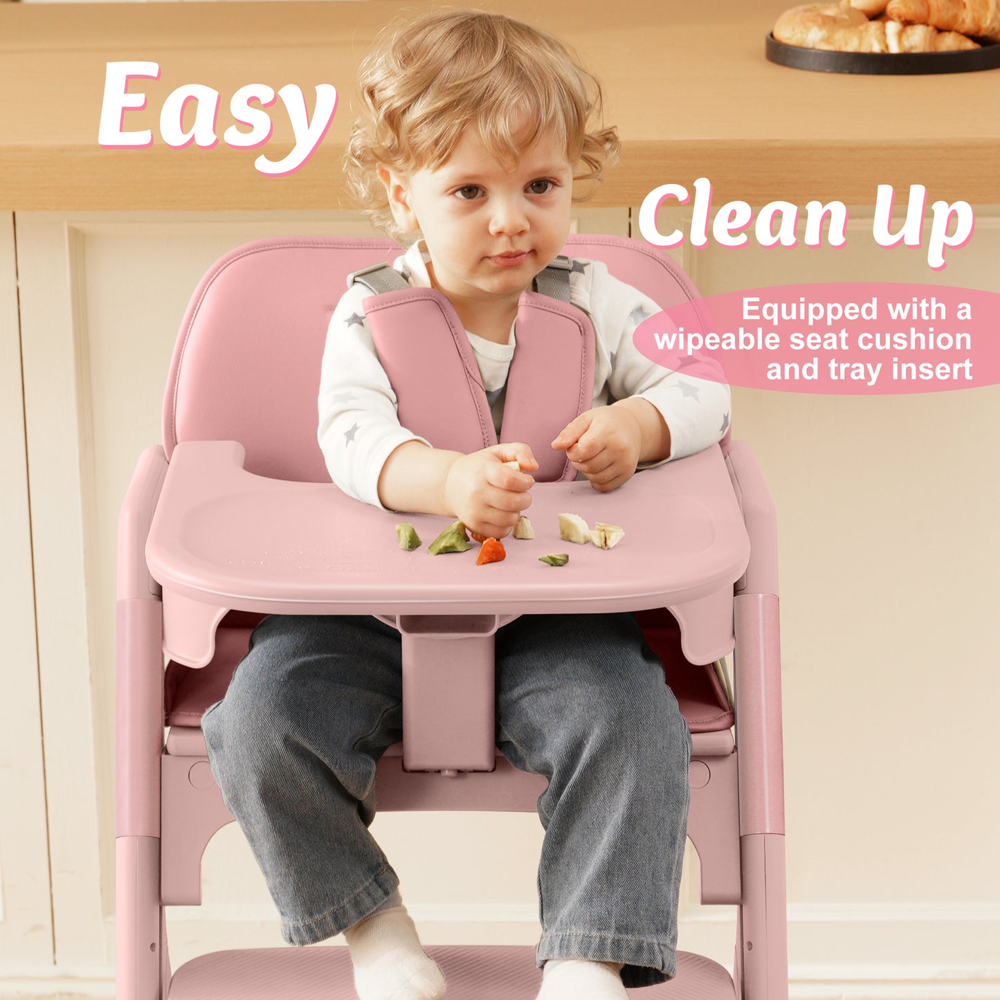 Babyeap Baby High Chair, Adjustable and Convertible Highchair for Babies and Toddlers, Foldable Design, Gray