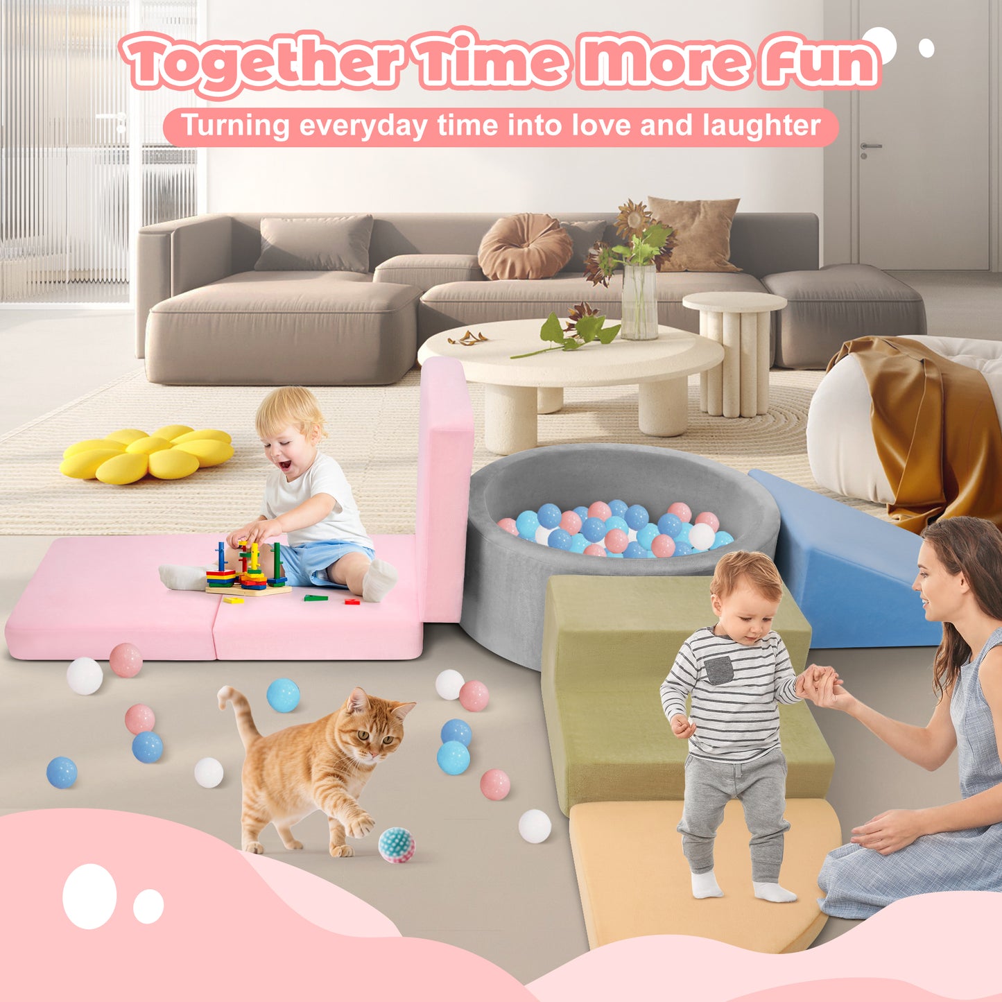 Yexmas 5-Piece Climbing Toys Soft Foam Set with Ball Pit,Indoor Play Gym Set for Toddlers