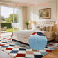 CozyDesg 4ftx6ft Area Rugs,Shag Fluffy Checkered Rugs for Living Room,Bedroom,Modern Room Decor Carpet, Non-Slip Floor Rug,Colorful B