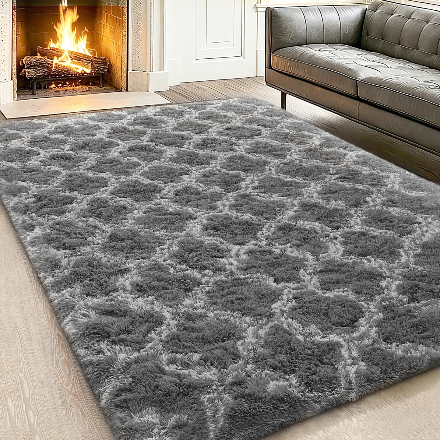 CozyDesg Area Rugs for Living Room，Black Rugs Shag Fluffy Shaggy Bedside Carpet, Large rug for Living Room Bedroom Dining Room Office Home Decor