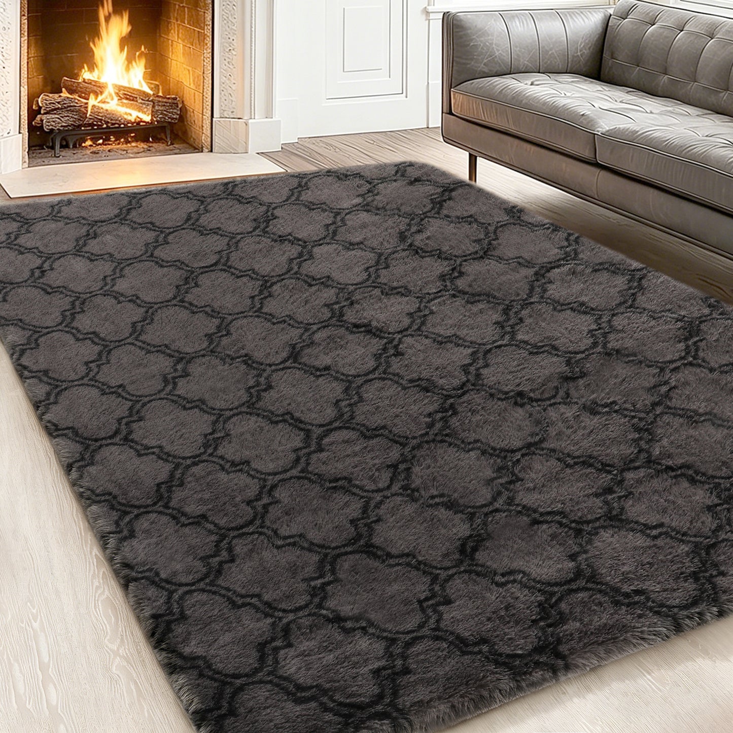 CozyDesg Area Rugs for Living Room，Black Rugs Shag Fluffy Shaggy Bedside Carpet, Large rug for Living Room Bedroom Dining Room Office Home Decor