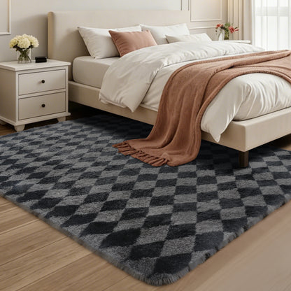 CozyDesg Large Rugs,4'x6' Soft Fluffy Shag Indoor Floor Carpet for Living Room Bedroom Dining Room Office Home Decor,Dark Gray & White