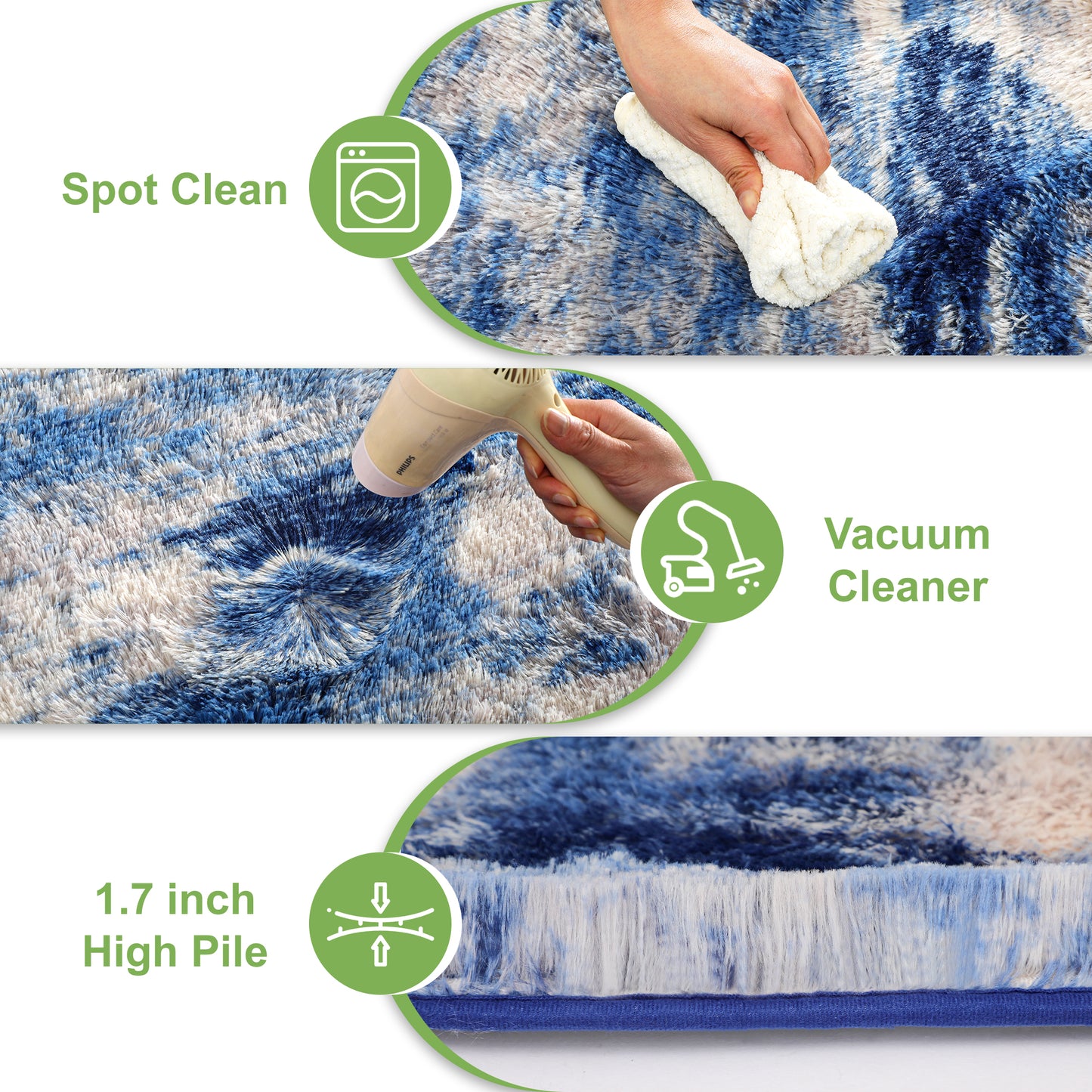 Cozydesg 4ftx6ft Large Area Rugs,Shag Fluffy Rugs for Living Room Bedroom, Modern Indoor Floor Rugs Soft Carpet Home Decro,Light Blue