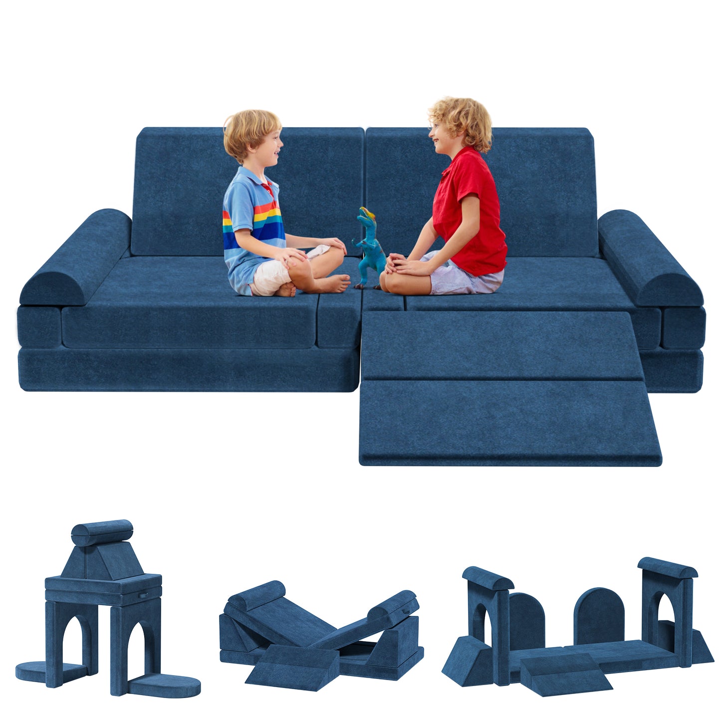 LOOKFLY Kids Couch Sofa,11PCS Modular Sectional Sofa,Convertible Customizable Kids Play Couch,Floor Sofa Toddler Couch for Playroom Bedroom,Gift for Kids,Gray