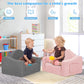 babyeap Kids Couch,2-in-1 Soft Toddler Couch Fold Out,Convertible Sofa to Lounger,Gifts for Kids Girl Boys,Dark Gray