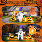 Yexmas 8 FT Long Halloween Inflatable Ghost with Witch Hat, 6 Pumpkins Halloween Blow Ups with Black Cat for Halloween Party Outdoor Yard Garden Lawn Decor