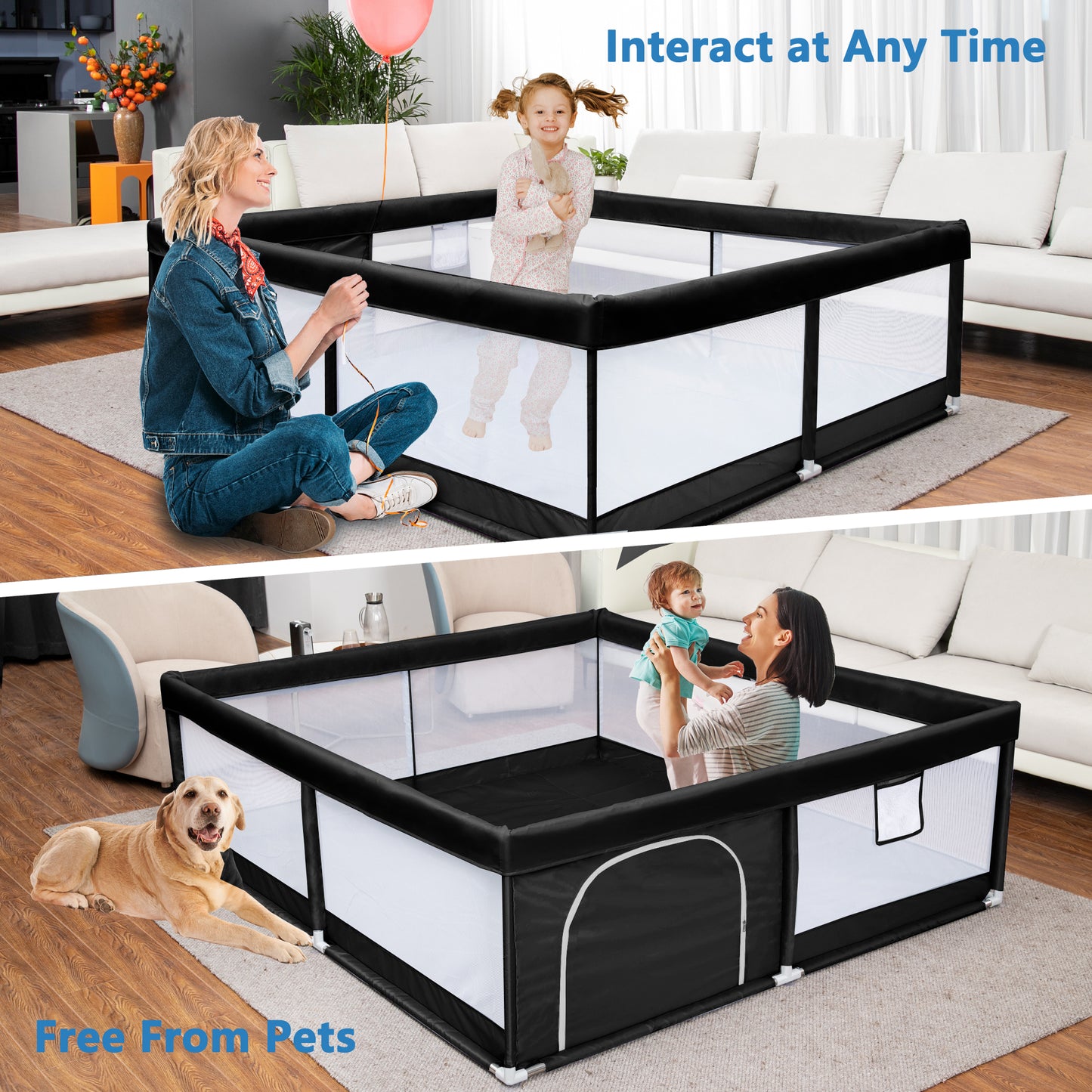 Babyeap Baby Playpen Large Play Yard Fence for Toddlers