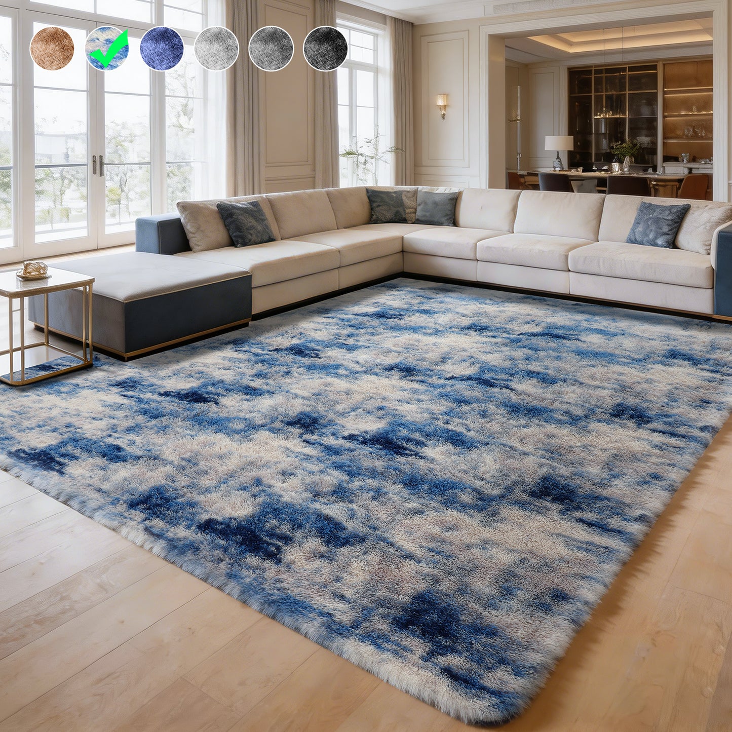 Cozydesg 4ftx6ft Large Area Rugs,Shag Fluffy Rugs for Living Room Bedroom, Modern Indoor Floor Rugs Soft Carpet Home Decro,Light Blue