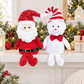 Yexmas 2pcs Plush Christmas Decorations with Snowman&Santa Claus, Handmade Soft Santa Doll, Stuffed Figurine Xmas Ornaments for Door Window Table Fireplace Party Holiday Decor
