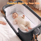 Babyeap 3-in-1 Baby Bassinet, Adjustable Bedside Sleeper with Gentle Rocking Motion, Storage Basket and Wheels for Infants, Gray