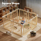 Babyeap Foldable Wooden Baby Playpen,Large Wood Play Yard for Babies and Toddlers, Baby Fence for Indoor Activity Center,47x47x23.6 Inch
