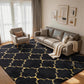 CozyDesg Soft Area Rugs for Living Room Bedroom,4ftx6ft Large Rug Fluffy Fuzzy Shag Shaggy Soft Plush Carpet,Black & Gold