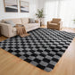 CozyDesg Shag Area Rugs,5'x8'/8' x 10' Soft Fluffy Floor Rugs Checkered Carpet，Washable Area Rugs for Living Room Bedroom Decor,Beige & White
