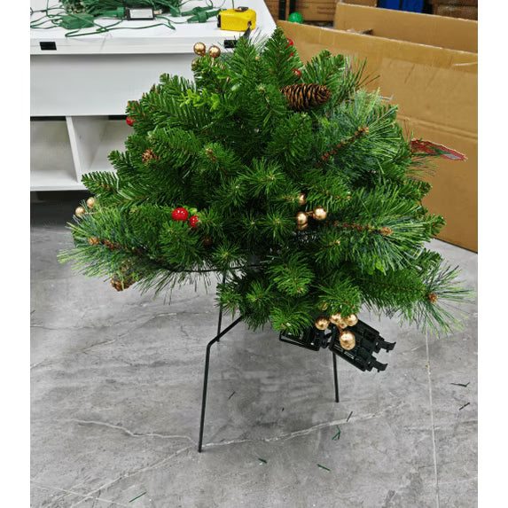 Yexmas Artificial Pencil Christmas Tree, Realistic Unlit Pine Tree with Folding Metal Stand, for Indoor Outdoor Christmas Decoration,Green