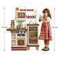 Lookfly 40.6 Inch Play Kitchen Set for Kids, Large Pretend Play Kitchen with Realistic Lights and Sounds, Simulation of Spray for Toddlers Girls Boys Gift, Brown