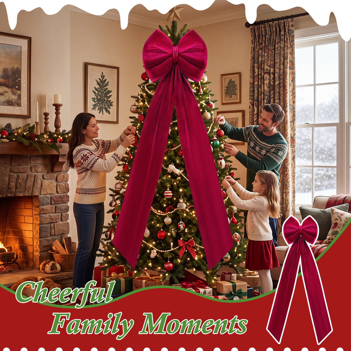 Yexmas 70×20 Inch Giant Velvet Christmas Bows, Big Burgundy Bows Tree Topper Ribbon Hanging Bows Decor for Holiday Front Door Wall Party Wreath Garland Crafts Xmas Decoration