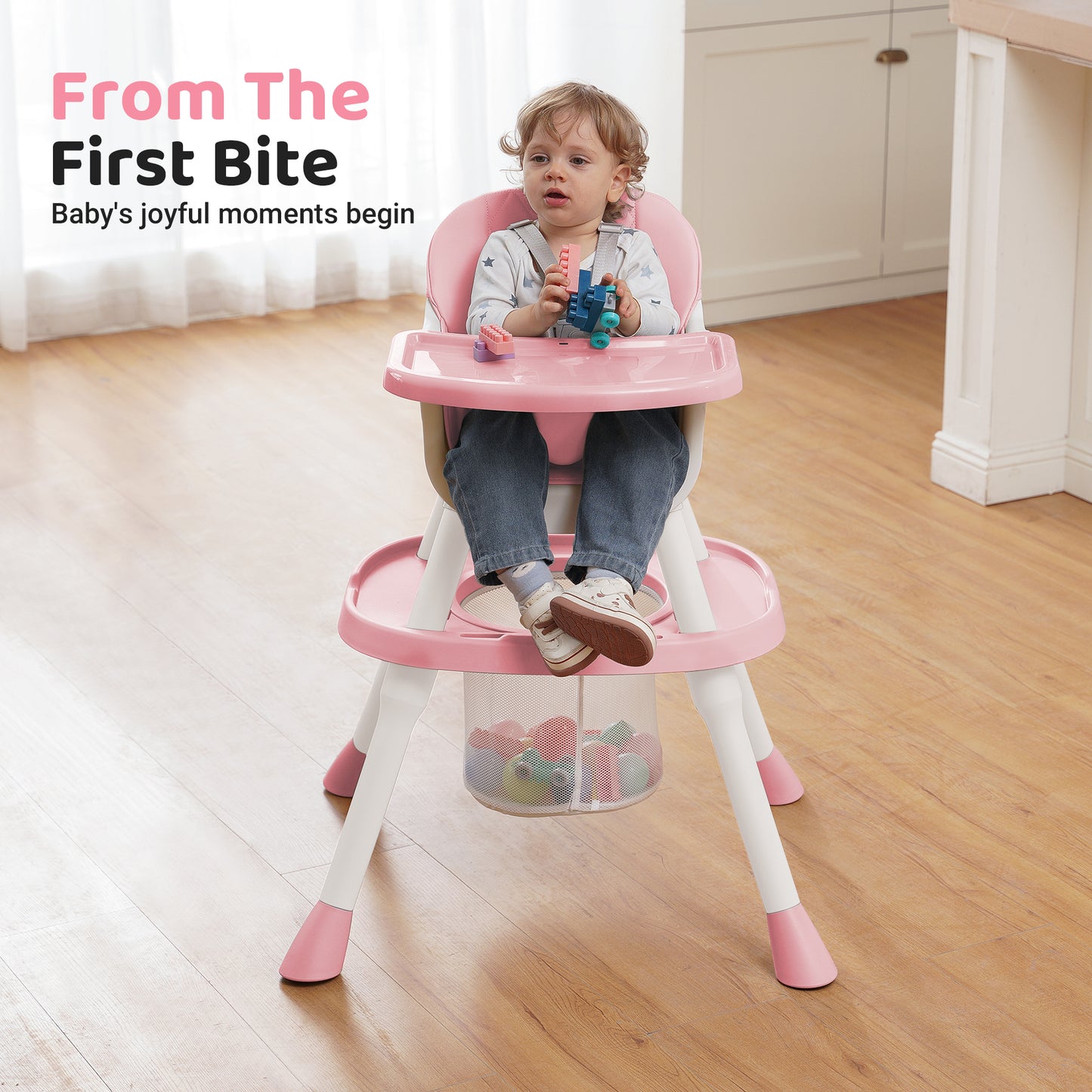 Babyeap Baby High Chair Convertible Highchair, Gray