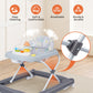 Babyeap Baby Walker,Foldable Baby Activity Walker with Wheels,Toddler Activity Centers,Removable Toys,Ages 6 Months +,Gray