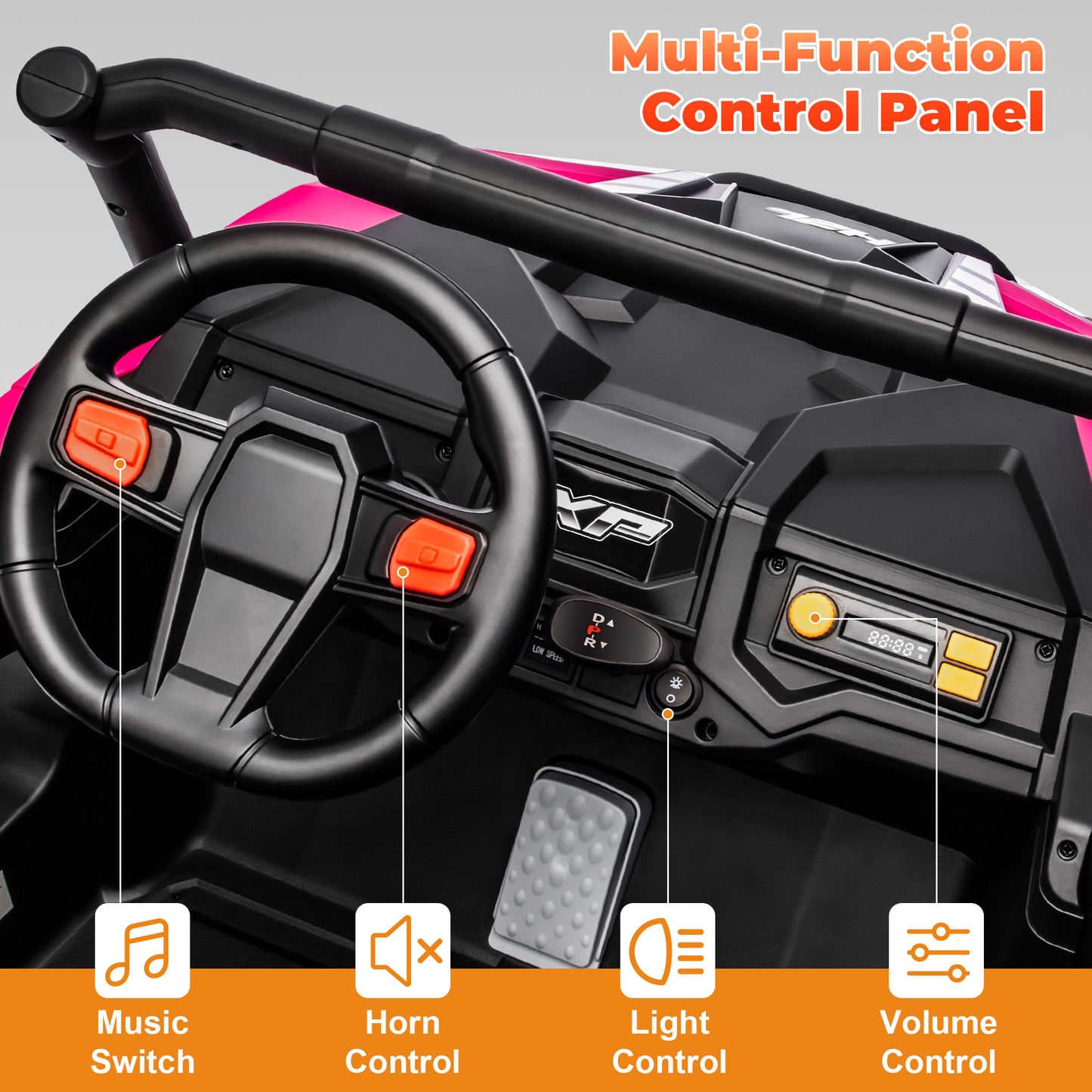 Yexmas 24V Kids Ride on Car Truck,2 Seater Kids Electric Car with Remote Control,Toddler Ride on Car with 110lb Weight Capacity,Pink