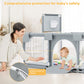 babyeap Baby Playpen,73 Inch Extra Large Baby Playard,Playpen for Babies and Toddlers With Basketball Hoop,Children Kids Play Fence for Indoors Outdoors,Gray