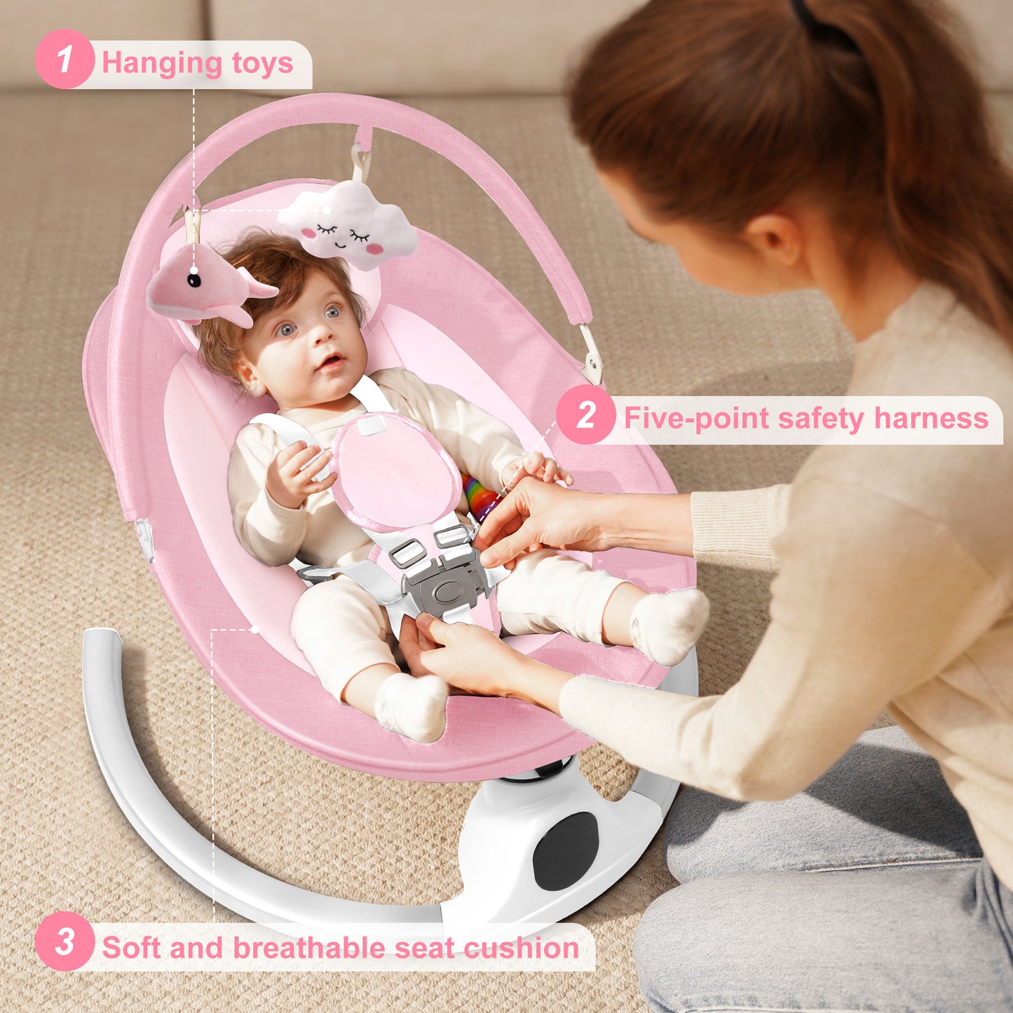 Babyeap Baby Swing for Infants, Electric Swing with 5 Sway Speed, 10 Lullabies, Black