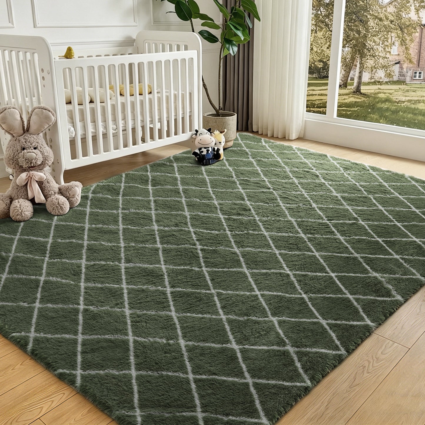 CozyDesg Shag Area Rugs,4'x6' Soft Fluffy Shaggy Carpet for Living Room,Large Rug for Bedroom Dining Room Home Decor Room Decor,Black & White