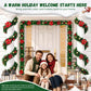 Yexmas 9FT Pre-Lit Christmas Garland with LED Lights,Decorated with Red Poinsettias,Berries and Ball Ornaments,Battery Operated Xmas Garland for Mantel,Stair,Door