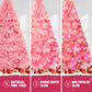 Yexmas 7.5ft Pre-Lit Pink Christmas Tree,Artificial Christmas Tree with 1600 PVC Branches,450 Multicolor Lights,Metal Hinges,Xmas Tree for Home,Holiday Party Decorations