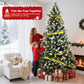 Yexmas 6ft Pre-Lit Green Christmas Tree, 11 Modes Colored LED Lights, Artificial Xmas Tree with Large Storage Bag