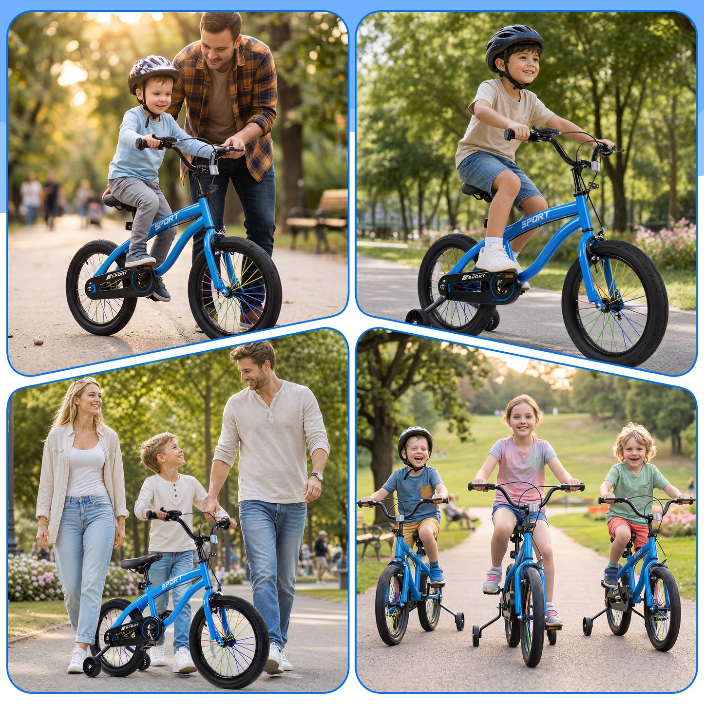 Enjoyrun 14" Kids Bike,Bike for Boys and Girls with Training Wheels,Children's Bicycles for Ages 3–7,Blue
