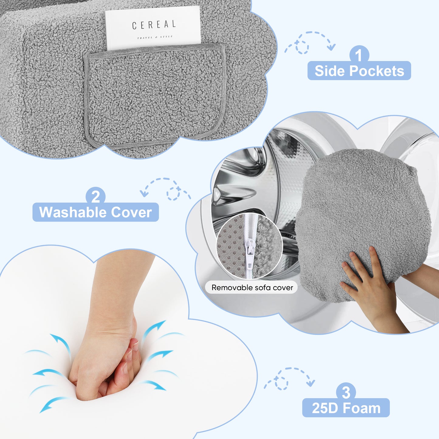 Babyeap Kids Sofa,2-in-1 Soft Toddler Couch Fold Out,Toddler Chair Baby Convertible Couch for Girls and Boys,Light Gray