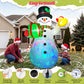 Yexmas 6.3FT Christmas Inflatable Snowman Blow Up Yard Decor with Gift Box and Bell, 360° Colorful Projection, Music On/Off Function, Built-in LED Lights, Outdoor Holiday Yard Decor