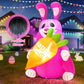 Yexmas Easter Inflatables Outdoor decorations,4FT Blow-Up Easter Bunny Holding a Carrot with Built-in LED Lights for Lawn Garden Yard decor
