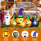 Yexmas 8FT Long Halloween Inflatable Pumpkin with Ghost and Black Cat,Outdoor Halloween Decoration with LED Lights for Yard Lawn Garden Porch Party Decor