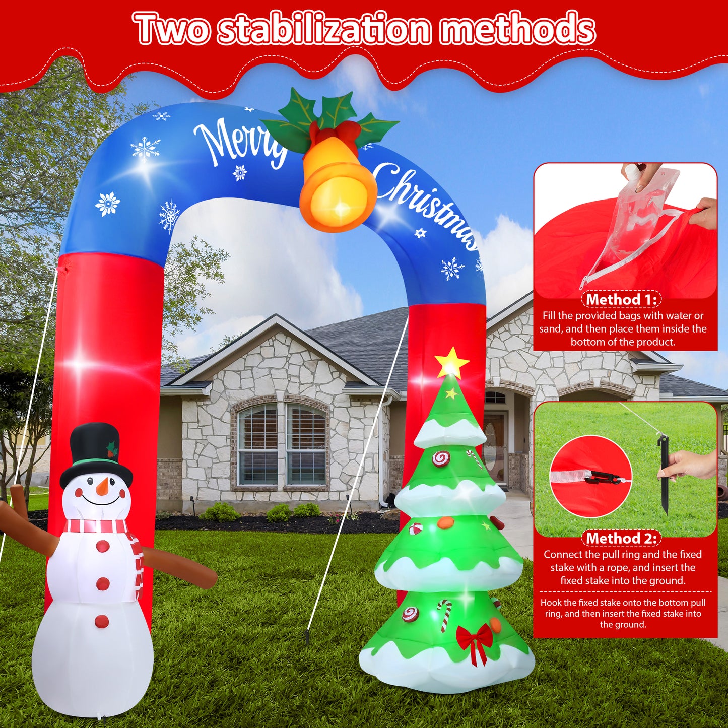 Yexmas 8FT Christmas Inflatable Archway with Snowman & Christmas Tree,Blow Ups Xmas Inflatable with LED Lights,Outdoor Decor for Xmas Holiday Party Yard Garden Lawn
