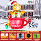 Yexmas 6FT Christmas Inflatable Gingerbread Man in Hot Cocoa Mug Blow Up Decor with LED Lights, Candy Cane, Marshmallows and Gift Box,  for Yard, Lawn,Garden