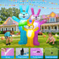 Yexmas 6FT Easter Inflatable Bunny Outdoor Decorations,Colorful Blow-Up Rabbit Family with Built-in LED Lights,Easter Decor for Yard Garden Lawn
