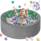 babyeap Ball Pit with 65 Balls,Glowing Foam Ball Pit for Toddlers,Large Soft Baby Playpen Ball Pool for Indoor & Outdoor Play,Round Kids Play Pit,Gray